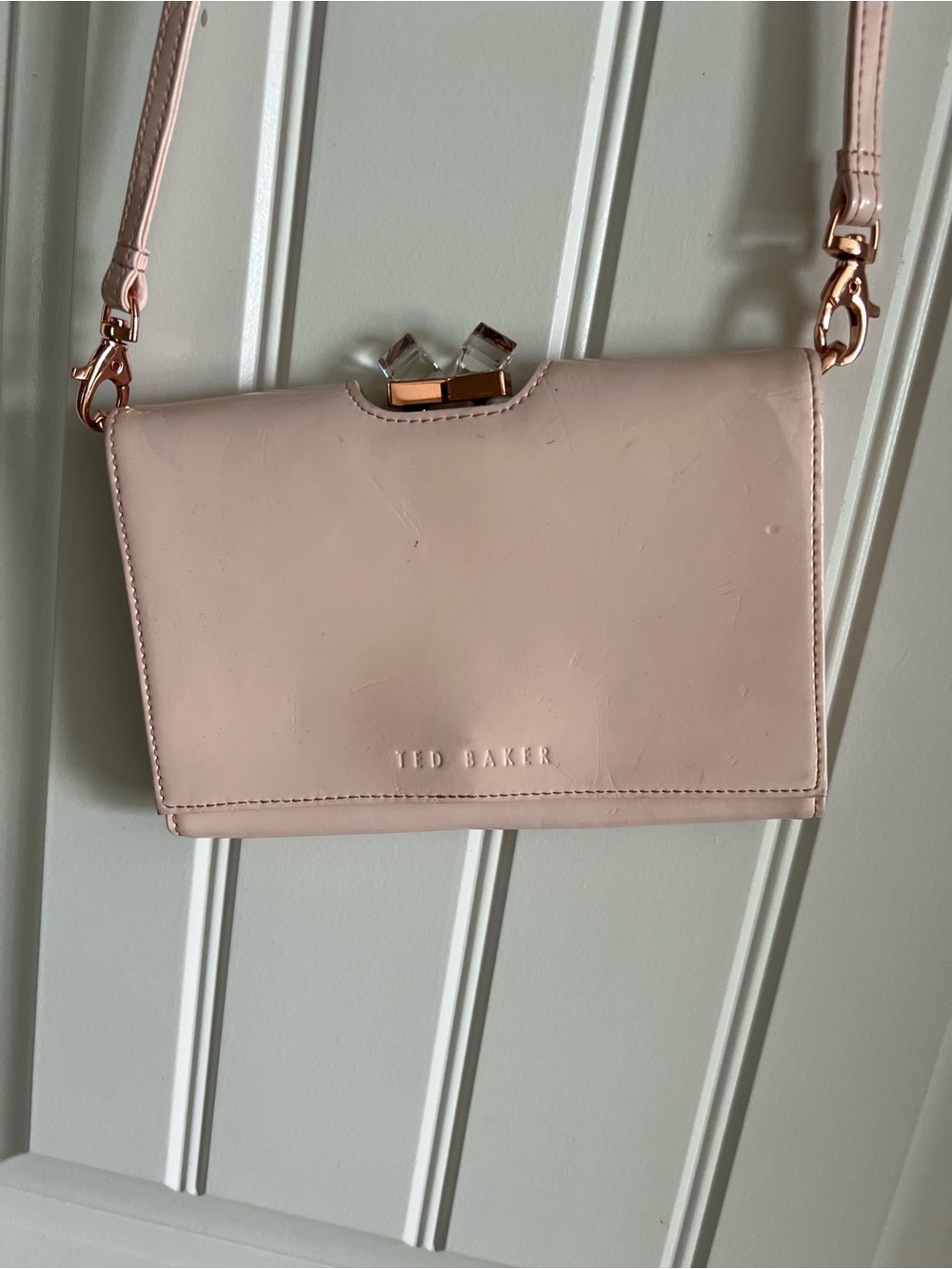 Ted Baker Pink Quilted Crossbody Bag with Crystal Clasp